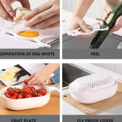 Multifunktionaler Gemüseschneider mit Sieb – schnelles Küchenwerkzeug