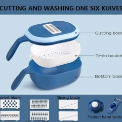 Multifunktionaler Gemüseschneider mit Sieb – schnelles Küchenwerkzeug