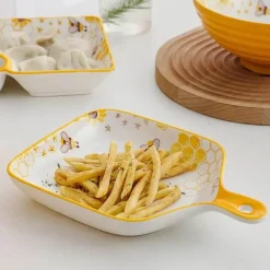 Multifunktionales Keramik-Backblech mit Griff - Little Bee Snack-Dessertteller