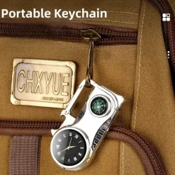 Multifunktions-Schlüsselanhänger, Feuerzeug, Kompass, ultimatives Überlebenswerkzeug für den Außenbereich