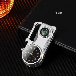 Multifunktions-Schlüsselanhänger, Feuerzeug, Kompass, ultimatives Überlebenswerkzeug für den Außenbereich