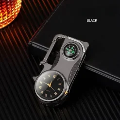 Multifunktions-Schlüsselanhänger, Feuerzeug, Kompass, ultimatives Überlebenswerkzeug für den Außenbereich