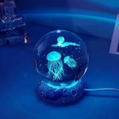 Nachtlicht mit Kristallkugel zum Thema Ozean - Dekorative Lampe der Unterwasserwelt
