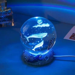 Nachtlicht mit Kristallkugel zum Thema Ozean - Dekorative Lampe der Unterwasserwelt