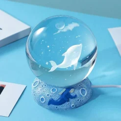 Nachtlicht mit Kristallkugel zum Thema Ozean - Dekorative Lampe der Unterwasserwelt