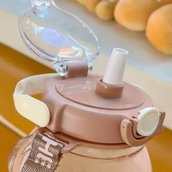 Niedliche Bären-Wasserflasche – Strohhalm inklusive Trinkflasche für Kinder