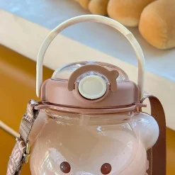 Niedliche Bären-Wasserflasche – Strohhalm inklusive Trinkflasche für Kinder