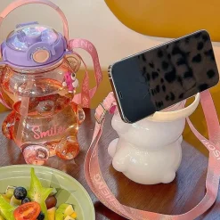 Niedliche Bären-Wasserflasche – Strohhalm inklusive Trinkflasche für Kinder
