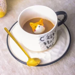 Niedliche 3D-Haustier-Keramiktasse – Entzückende Tier-Kaffeetasse