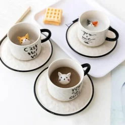Niedliche 3D-Haustier-Keramiktasse – Entzückende Tier-Kaffeetasse