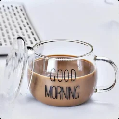 Niedliche Glastasse mit Buchstaben – 380 ml Erdbeer-Tee-/Kaffeetasse