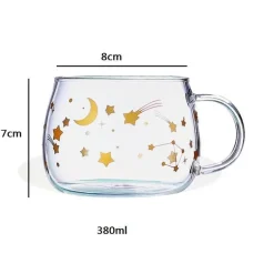 Niedliche Glastasse mit Buchstaben – 380 ml Erdbeer-Tee-/Kaffeetasse