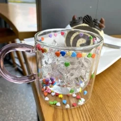 Niedliche Kawaii-Glastasse mit doppeltem Boden – Love Quicksand Water Kaffeetasse
