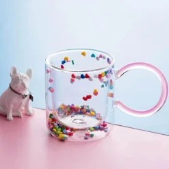 Niedliche Kawaii-Glastasse mit doppeltem Boden – Love Quicksand Water Kaffeetasse