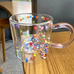 Niedliche Kawaii-Glastasse mit doppeltem Boden – Love Quicksand Water Kaffeetasse