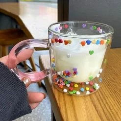 Niedliche Kawaii-Glastasse mit doppeltem Boden – Love Quicksand Water Kaffeetasse