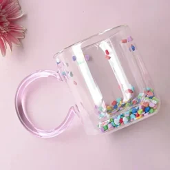 Niedliche Kawaii-Glastasse mit doppeltem Boden – Love Quicksand Water Kaffeetasse