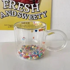 Niedliche Kawaii-Glastasse mit doppeltem Boden – Love Quicksand Water Kaffeetasse