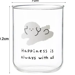 Niedlicher Glasbecher mit Hundemotiv – hitzebeständiger Cartoon-Kaffee- und Saftbecher