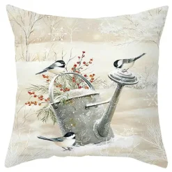 Niedlicher Kissenbezug aus Plüsch mit Kaninchen und Hirschen – Weihnachtskissenbezug 45 x 45 cm