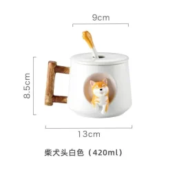 Niedliches Keramikbecher-Set mit Deckellöffel für Paare – Kaffee- und Wassertassen