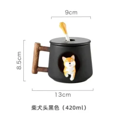 Niedliches Keramikbecher-Set mit Deckellöffel für Paare – Kaffee- und Wassertassen