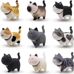 Niedliches Kätzchen-Autodekor-Set – 9-teiliges rotierendes Kopfdesign