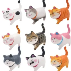 Niedliches Kätzchen-Autodekor-Set – 9-teiliges rotierendes Kopfdesign