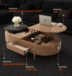 Nordic Coffee Table - Space-Saving American Design