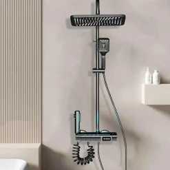 Nordic Piano Key Ambient Light Shower Set - Elegant LED Bathroom Lighting