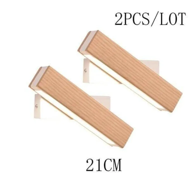 Nordic Solid Wood LED Wall Lamp - Modern Rotated Design