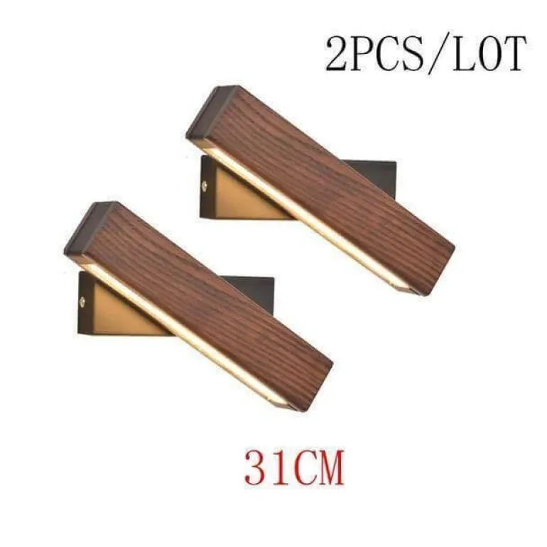 Nordic Solid Wood LED Wall Lamp - Modern Rotated Design