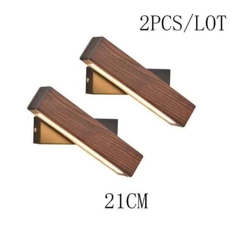 Nordic Solid Wood LED Wall Lamp - Modern Rotated Design