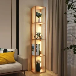 Nordic Wooden LED Shelf - Elegant Home Decor Display