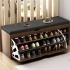 Nordic Wooden Shoe Rack Stool - Space Saving Organizer