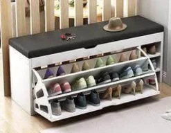 Nordic Wooden Shoe Rack Stool - Space Saving Organizer