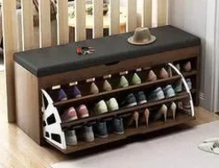 Nordic Wooden Shoe Rack Stool - Space Saving Organizer