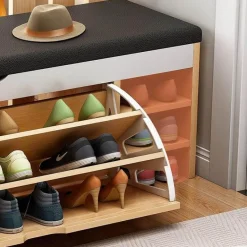 Nordic Wooden Shoe Rack Stool - Space Saving Organizer