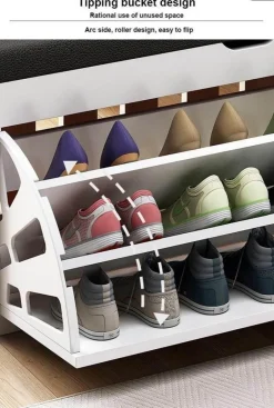 Nordic Wooden Shoe Rack Stool - Space Saving Organizer