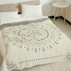 Nordische Baumwoll-Überwurfdecke – weiche und kühlende, klimatisierte Steppdecke für Betten und Sofas