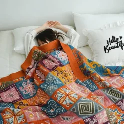 Nordische Baumwolldecke in Kingsize-Größe – weicher Boho-Überwurf für Bett und Sofa