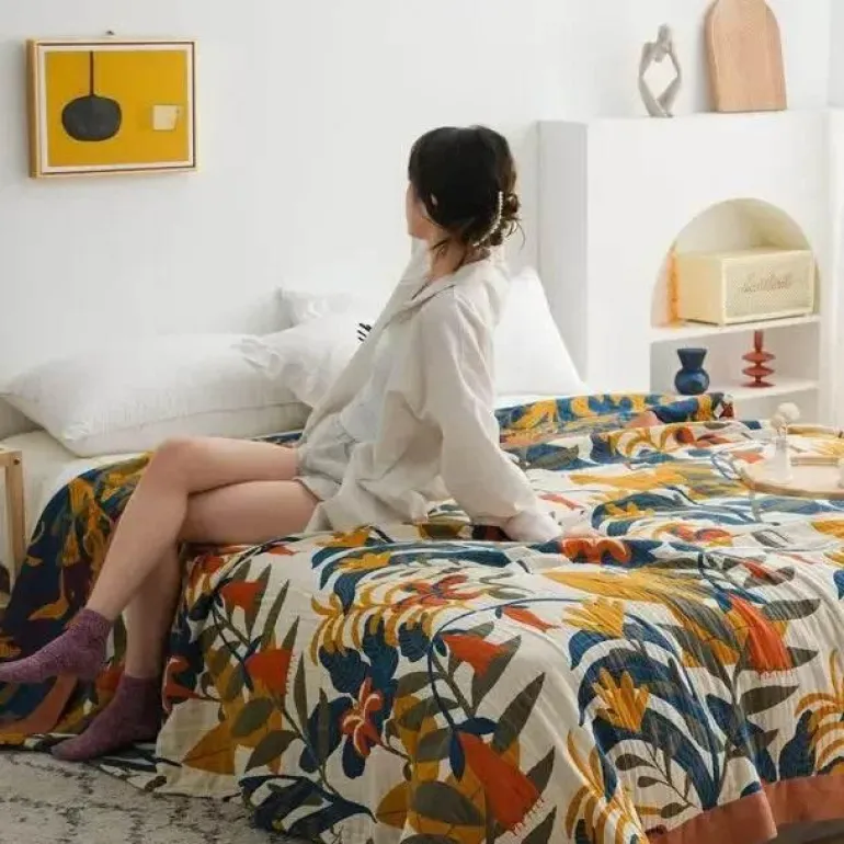 Nordische Baumwolldecke in Kingsize-Größe – weicher Boho-Überwurf für Bett und Sofa