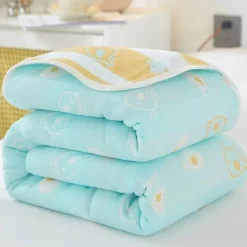 Nordische Baumwollgaze-Überwurfdecke - Weiche Cartoon-Tagesdecke für Betten und Sofas