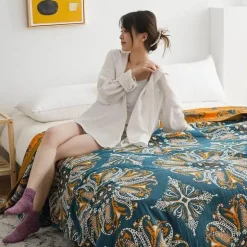 Nordische Überwurfdecke aus Baumwolle – weiche Gaze-Sofa-Tagesdecke