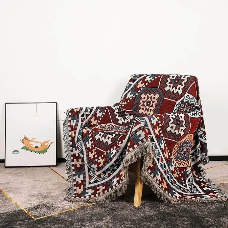 Nordische Boho-Überwurfdecke - Gemütliche Dekodecke