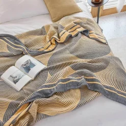 Nordische Geometrie Baumwollgaze Überwurfdecke - Sommer Tagesdecke Sofabezug