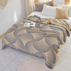 Nordische Geometrie Baumwollgaze Überwurfdecke - Sommer Tagesdecke Sofabezug