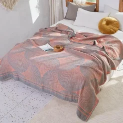 Nordische Geometrie Baumwollgaze Überwurfdecke - Sommer Tagesdecke Sofabezug