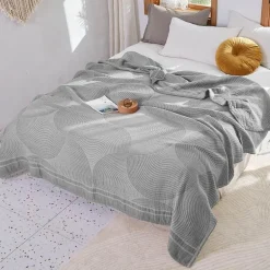 Nordische Geometrie Baumwollgaze Überwurfdecke - Sommer Tagesdecke Sofabezug