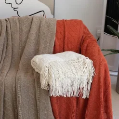 Nordische geometrische Strickdecke – weicher, gemütlicher Überwurf für Betten und Sofas